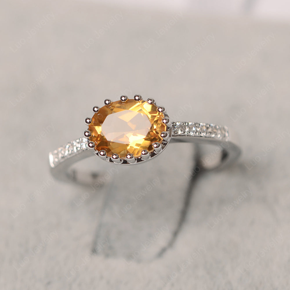 Multi Prong Oval Cut Citrine Ring Rose Gold - LUO Jewelry