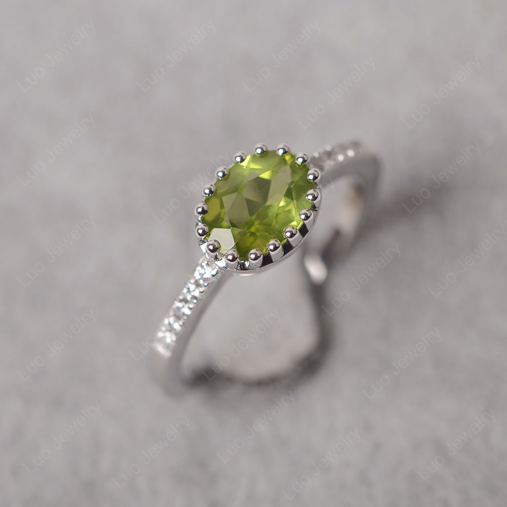 Multi Prong Oval Cut Peridot Ring Rose Gold - LUO Jewelry