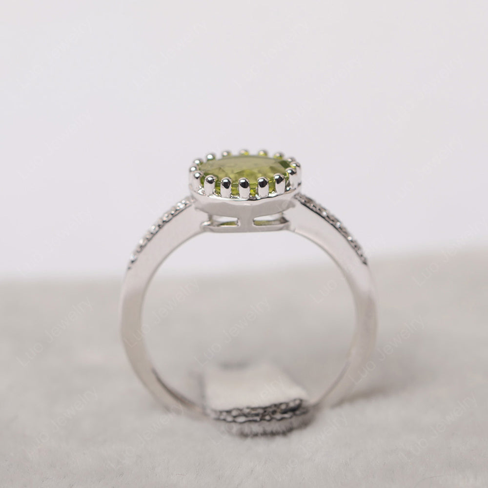 Multi Prong Oval Cut Peridot Ring Rose Gold - LUO Jewelry