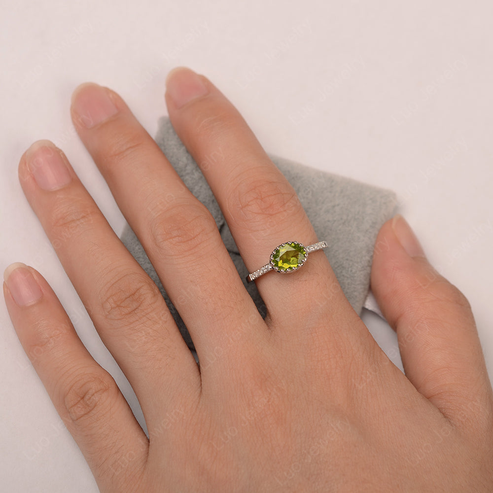 Multi Prong Oval Cut Peridot Ring Rose Gold - LUO Jewelry