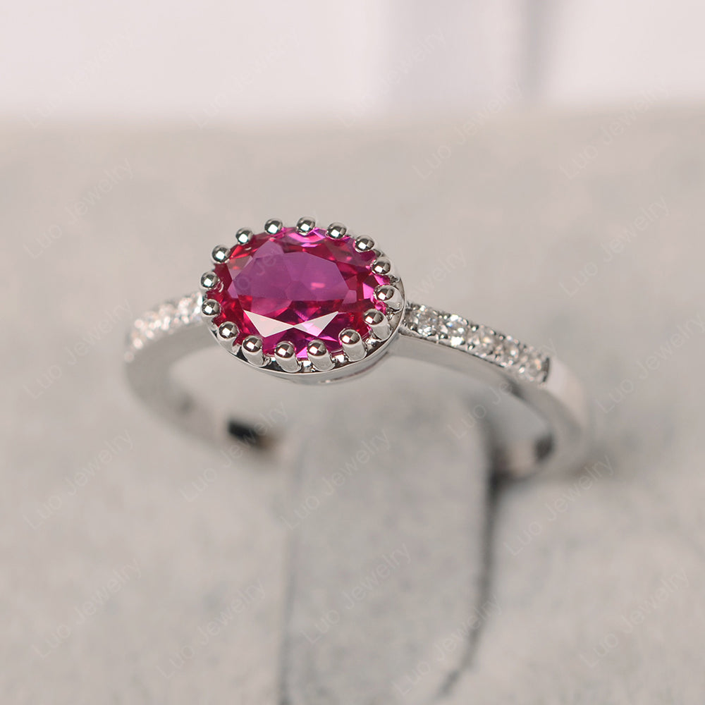 Multi Prong Oval Cut Ruby Ring Rose Gold - LUO Jewelry