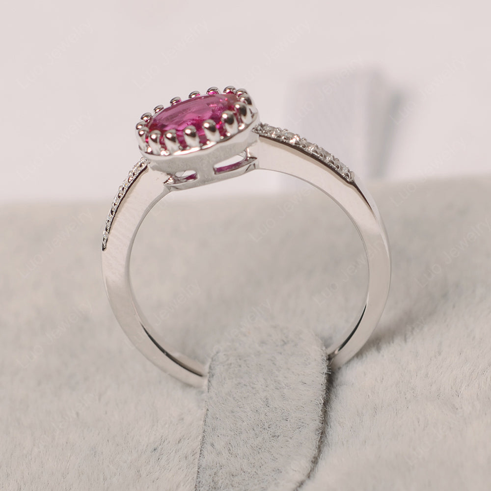 Multi Prong Oval Cut Ruby Ring Rose Gold - LUO Jewelry