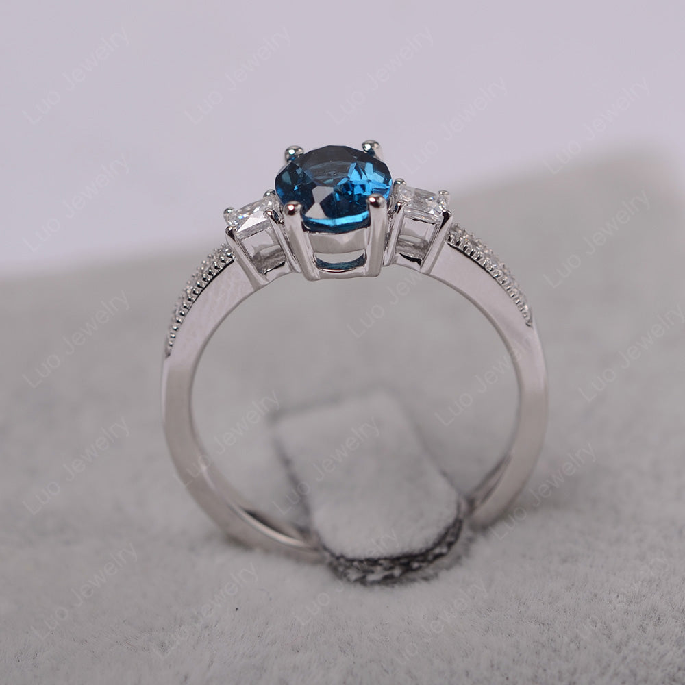 London Blue Topaz Oval Cut Engagement Ring Silver - LUO Jewelry
