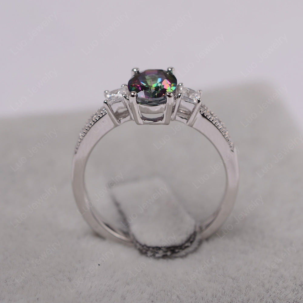 Mystic Topaz Oval Cut Engagement Ring Silver - LUO Jewelry