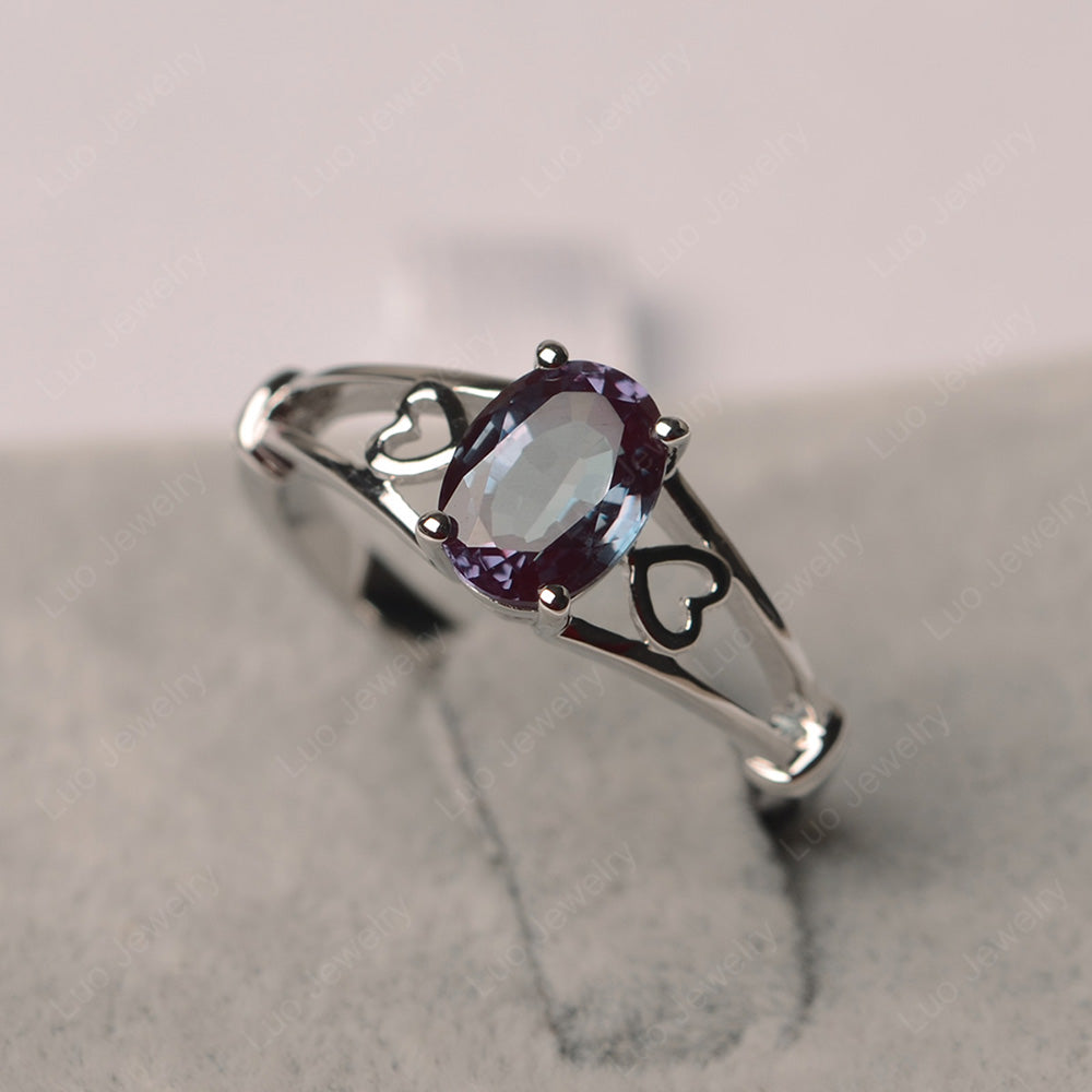 Alexandrite Oval Cut Solitaire Engagement Ring - LUO Jewelry