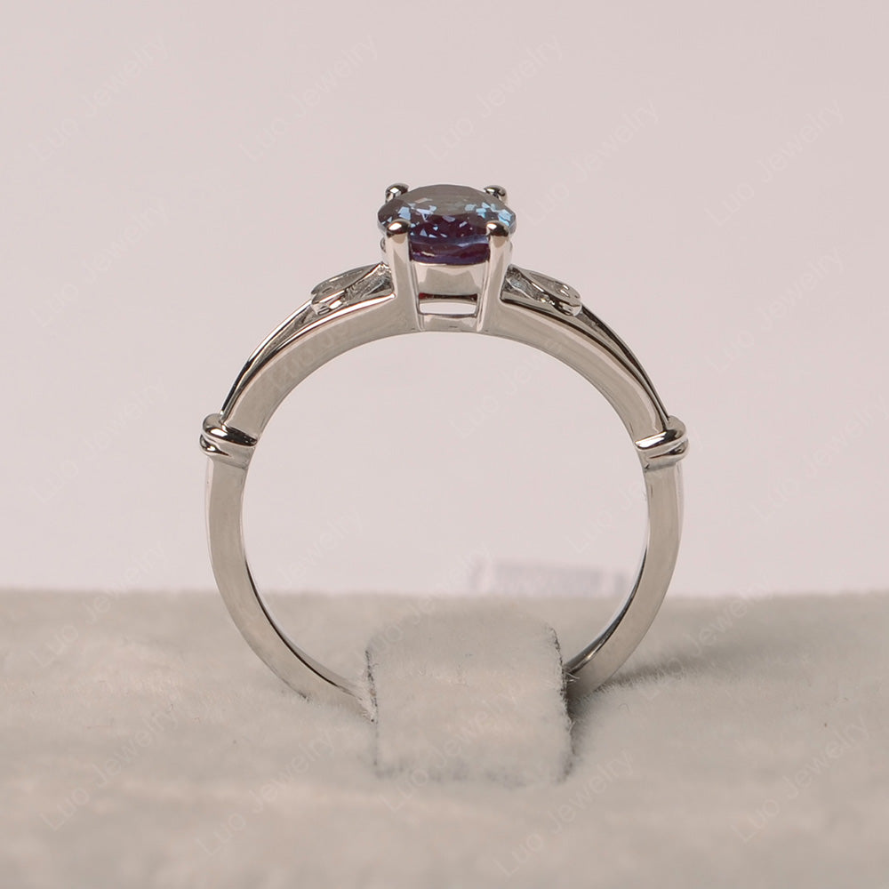 Alexandrite Oval Cut Solitaire Engagement Ring - LUO Jewelry