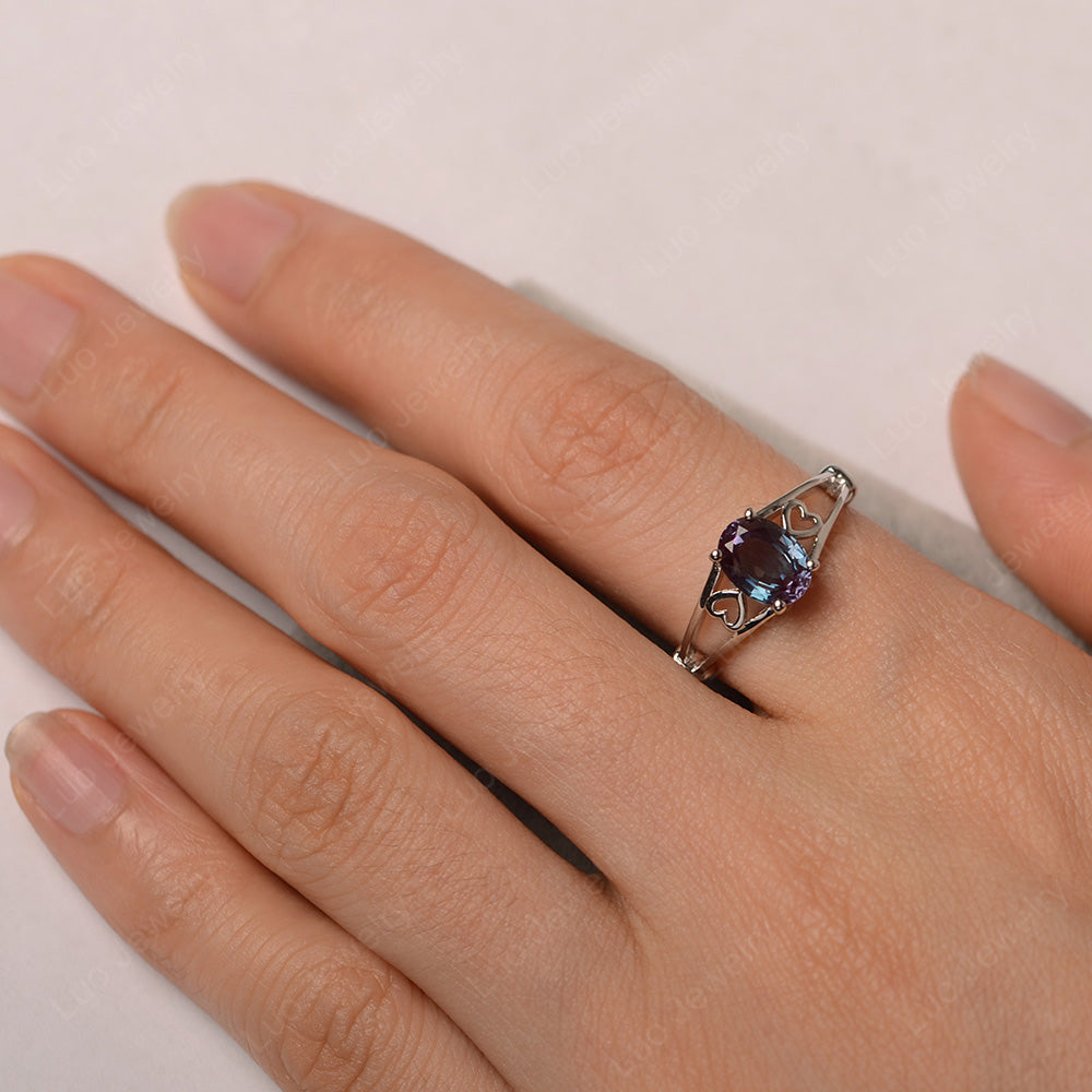 Alexandrite Oval Cut Solitaire Engagement Ring - LUO Jewelry