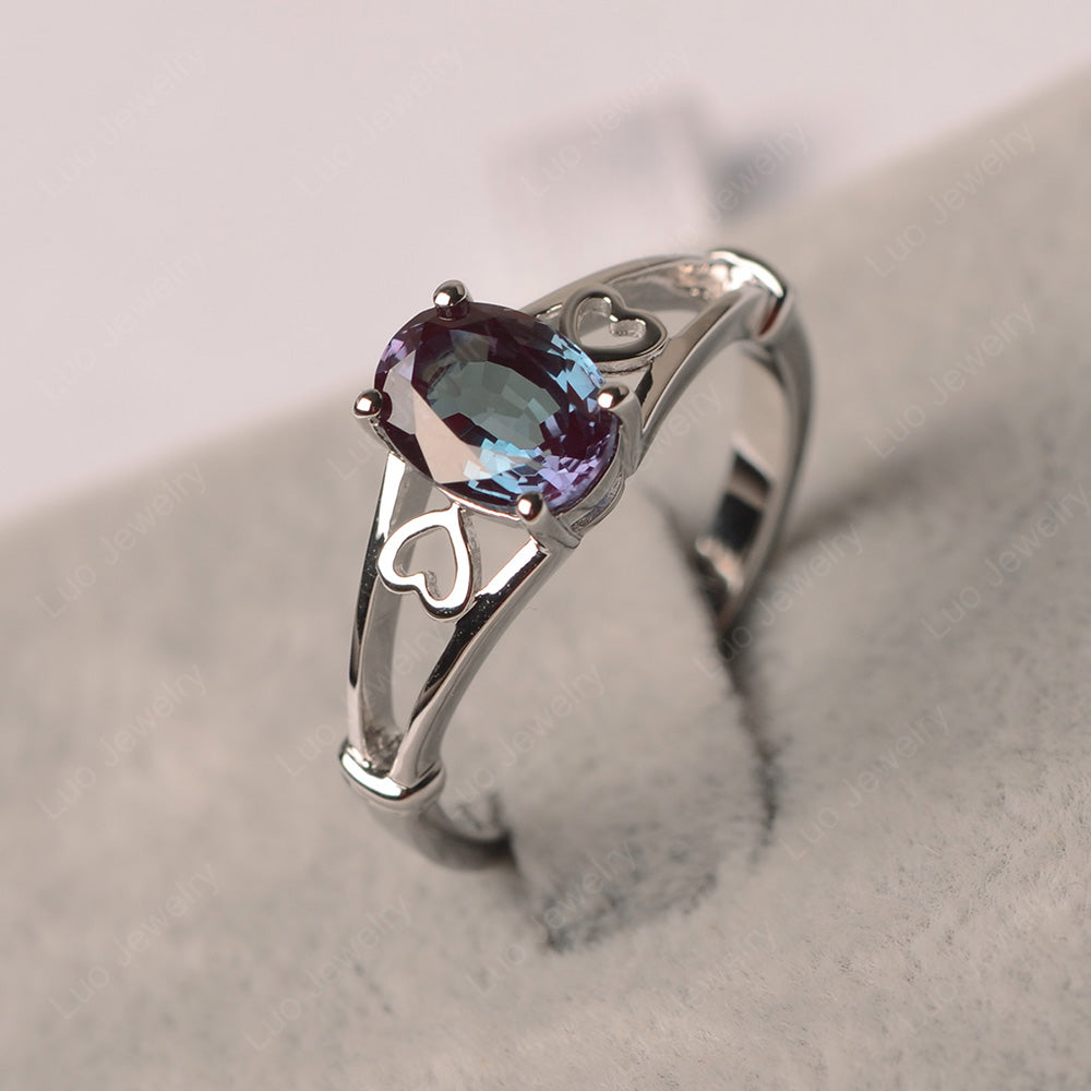 Alexandrite Oval Cut Solitaire Engagement Ring - LUO Jewelry