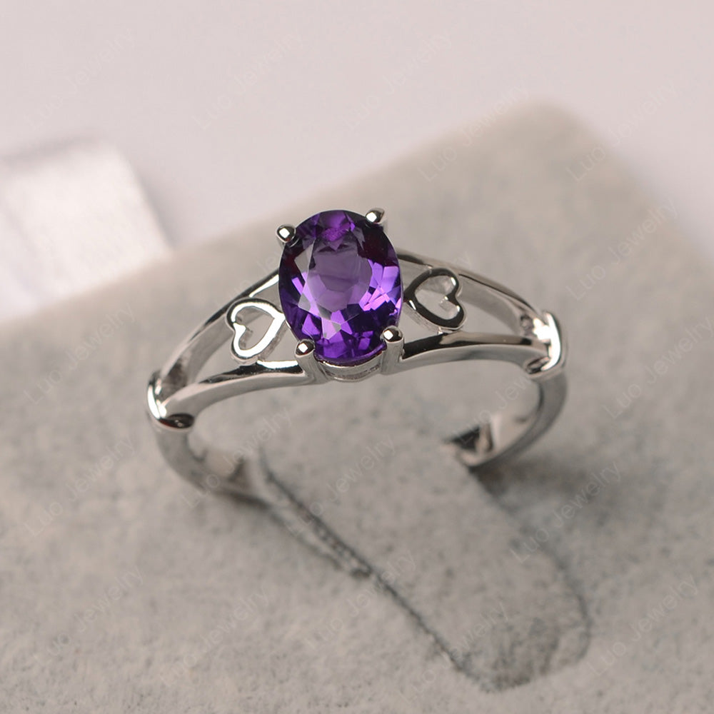 Amethyst Oval Cut Solitaire Engagement Ring - LUO Jewelry