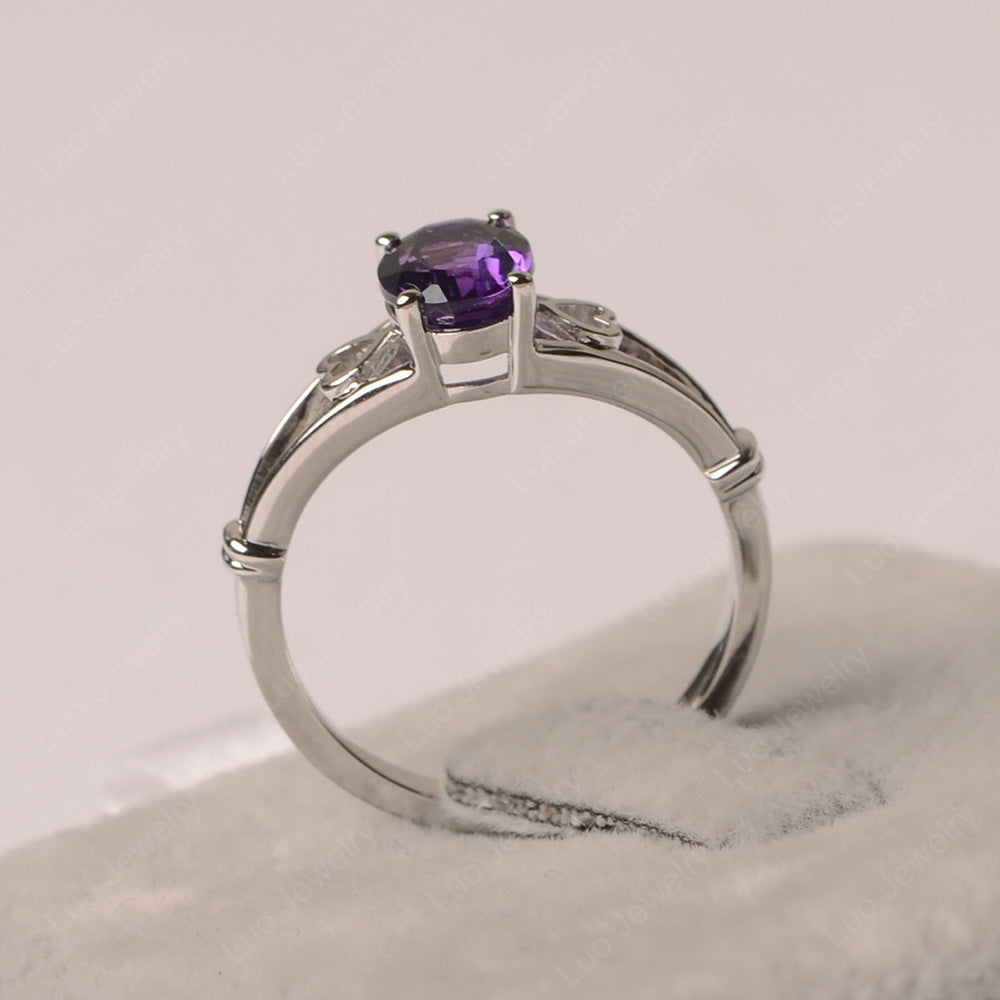 Amethyst Oval Cut Solitaire Engagement Ring - LUO Jewelry