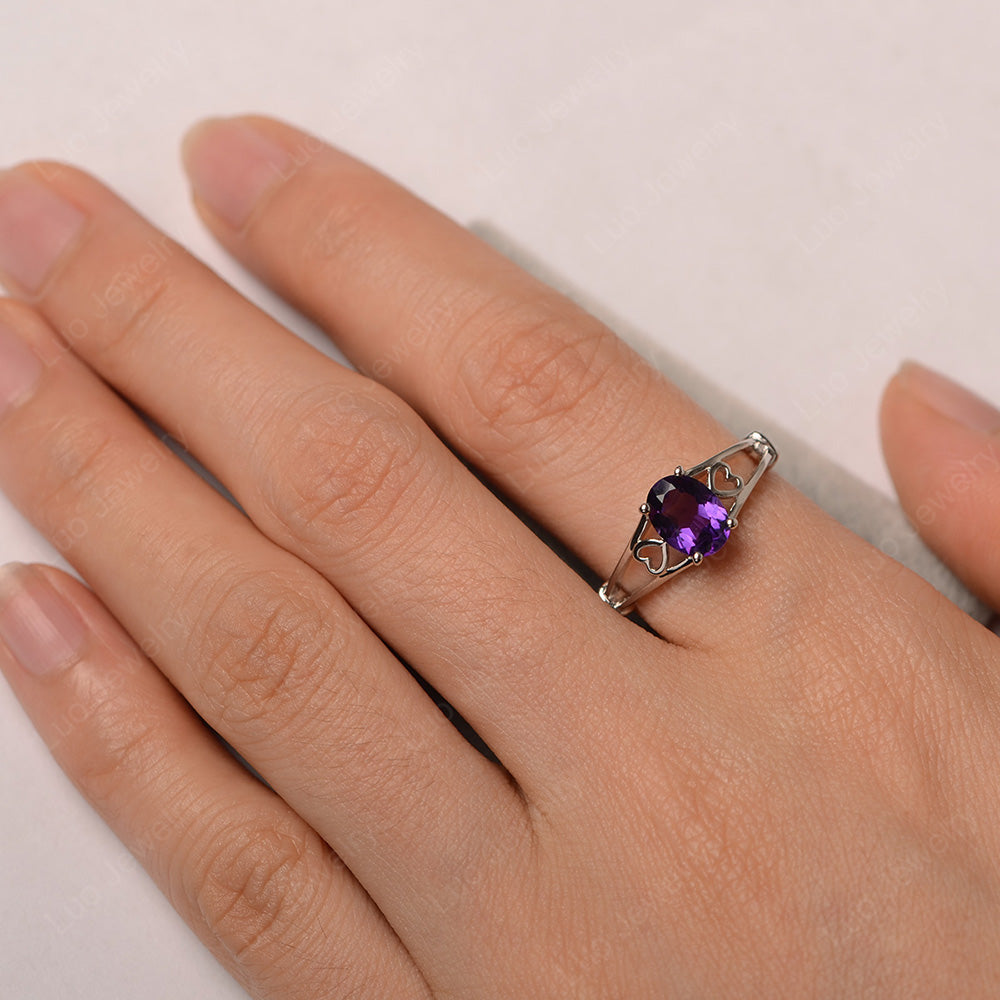 Amethyst Oval Cut Solitaire Engagement Ring - LUO Jewelry