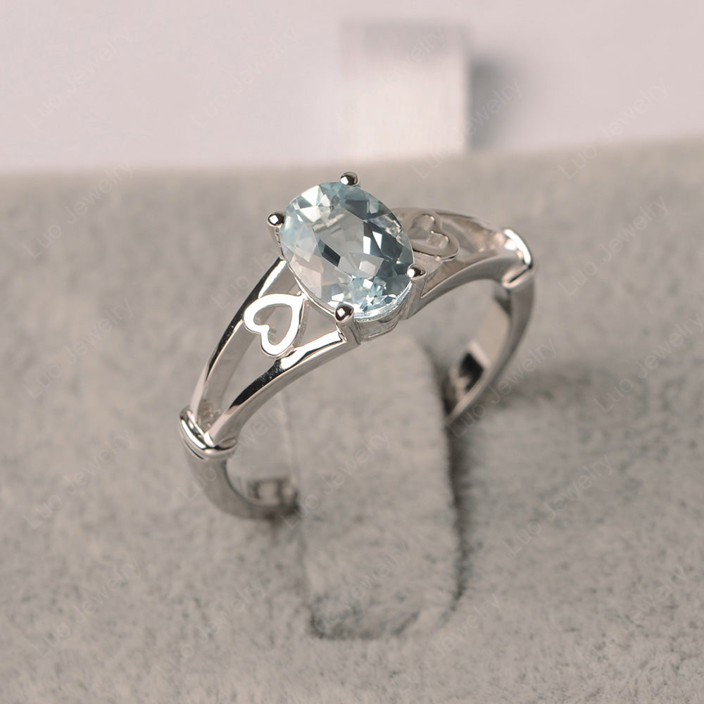 Aquamarine Oval Cut Solitaire Engagement Ring - LUO Jewelry