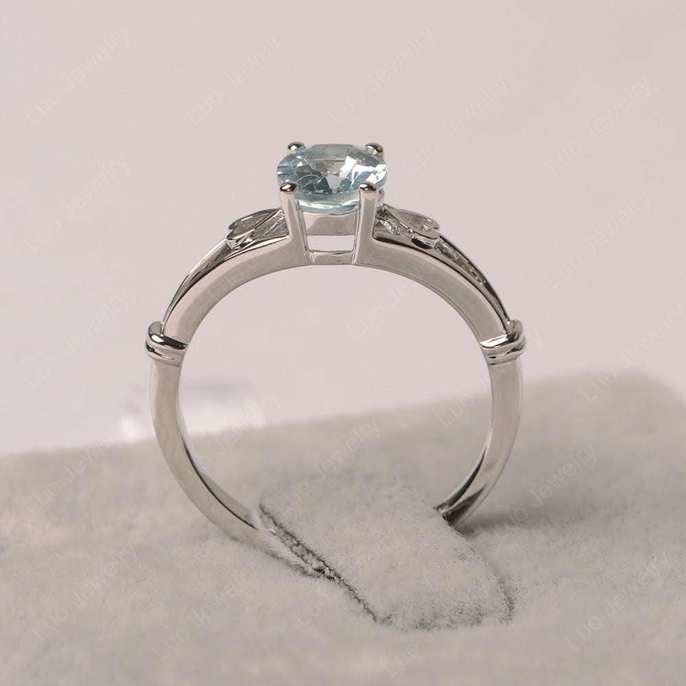 Aquamarine Oval Cut Solitaire Engagement Ring - LUO Jewelry