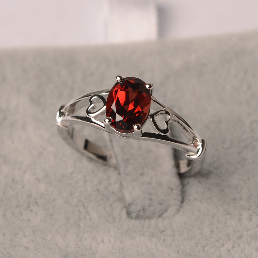 Garnet Oval Cut Solitaire Engagement Ring - LUO Jewelry