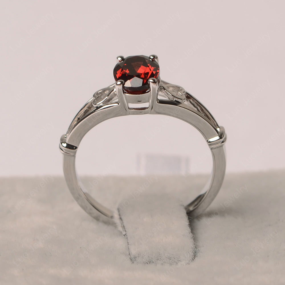 Garnet Oval Cut Solitaire Engagement Ring - LUO Jewelry