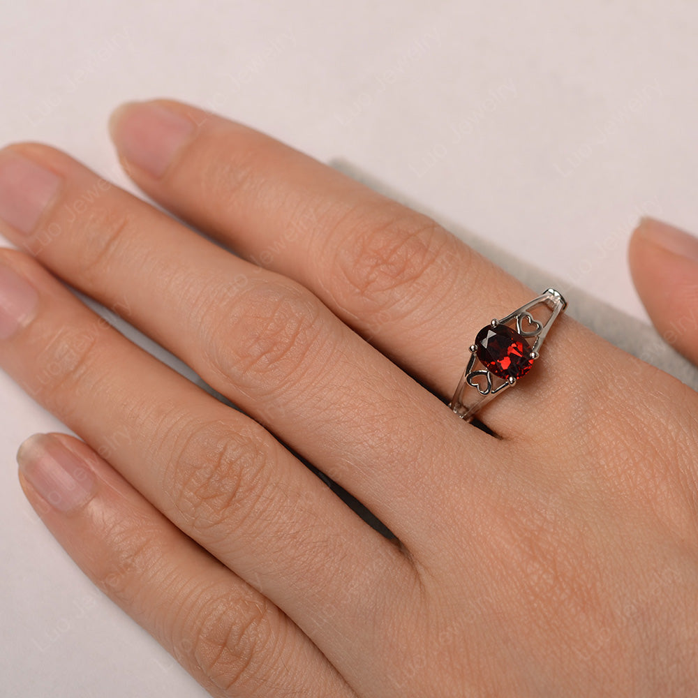 Garnet Oval Cut Solitaire Engagement Ring - LUO Jewelry