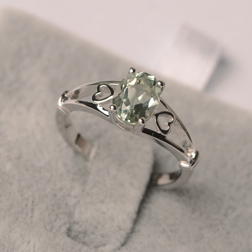 Green Amethyst Oval Cut Solitaire Engagement Ring - LUO Jewelry