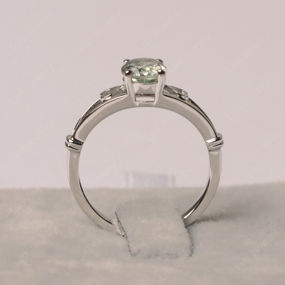 Green Amethyst Oval Cut Solitaire Engagement Ring - LUO Jewelry