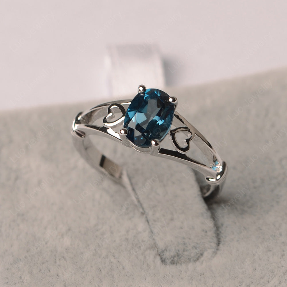 London Blue Topaz Oval Cut Solitaire Engagement Ring - LUO Jewelry