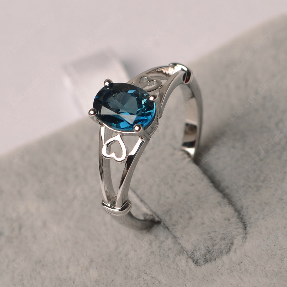 London Blue Topaz Oval Cut Solitaire Engagement Ring - LUO Jewelry