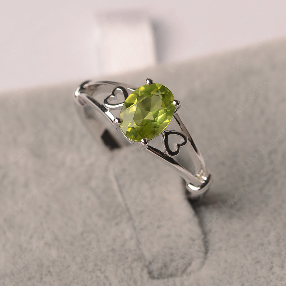 Peridot Oval Cut Solitaire Engagement Ring - LUO Jewelry