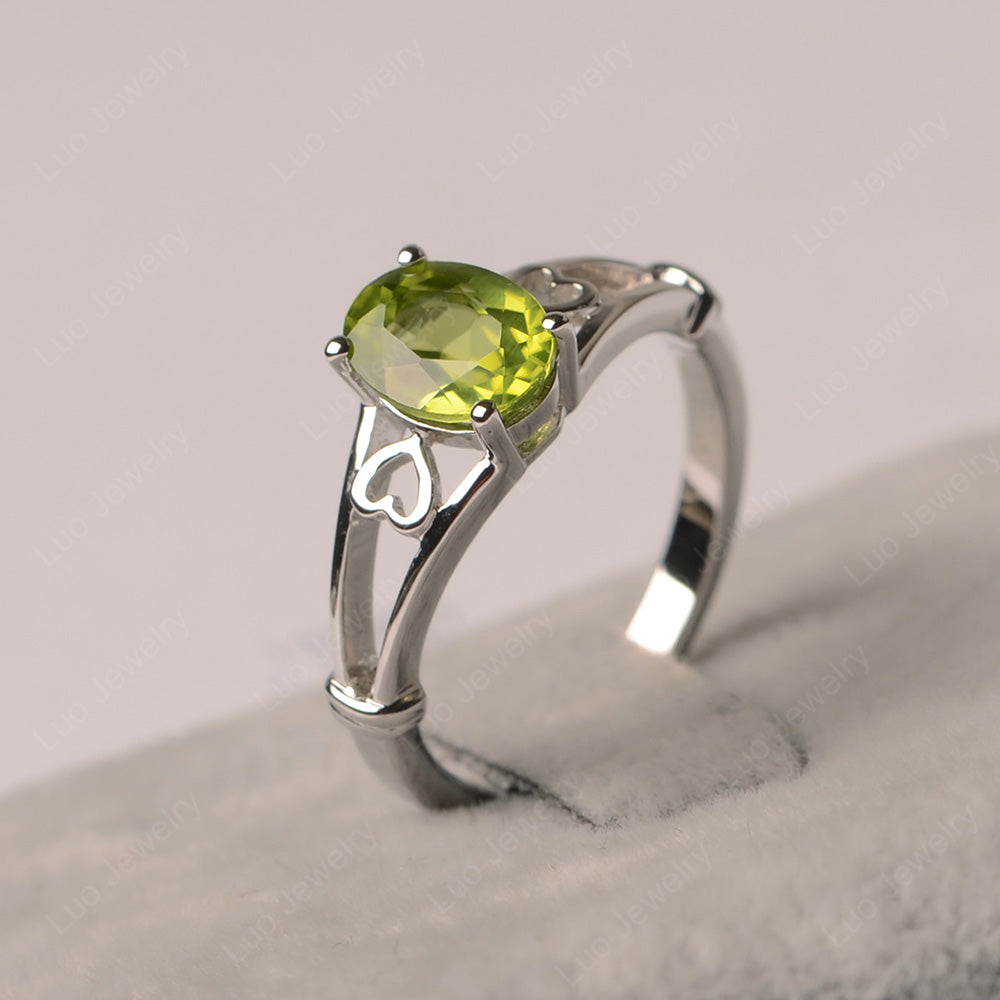 Peridot Oval Cut Solitaire Engagement Ring - LUO Jewelry