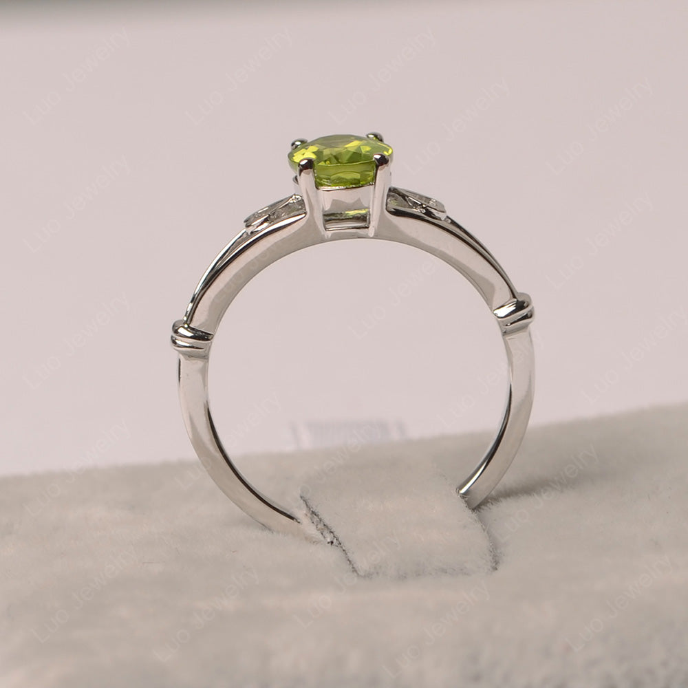 Peridot Oval Cut Solitaire Engagement Ring - LUO Jewelry