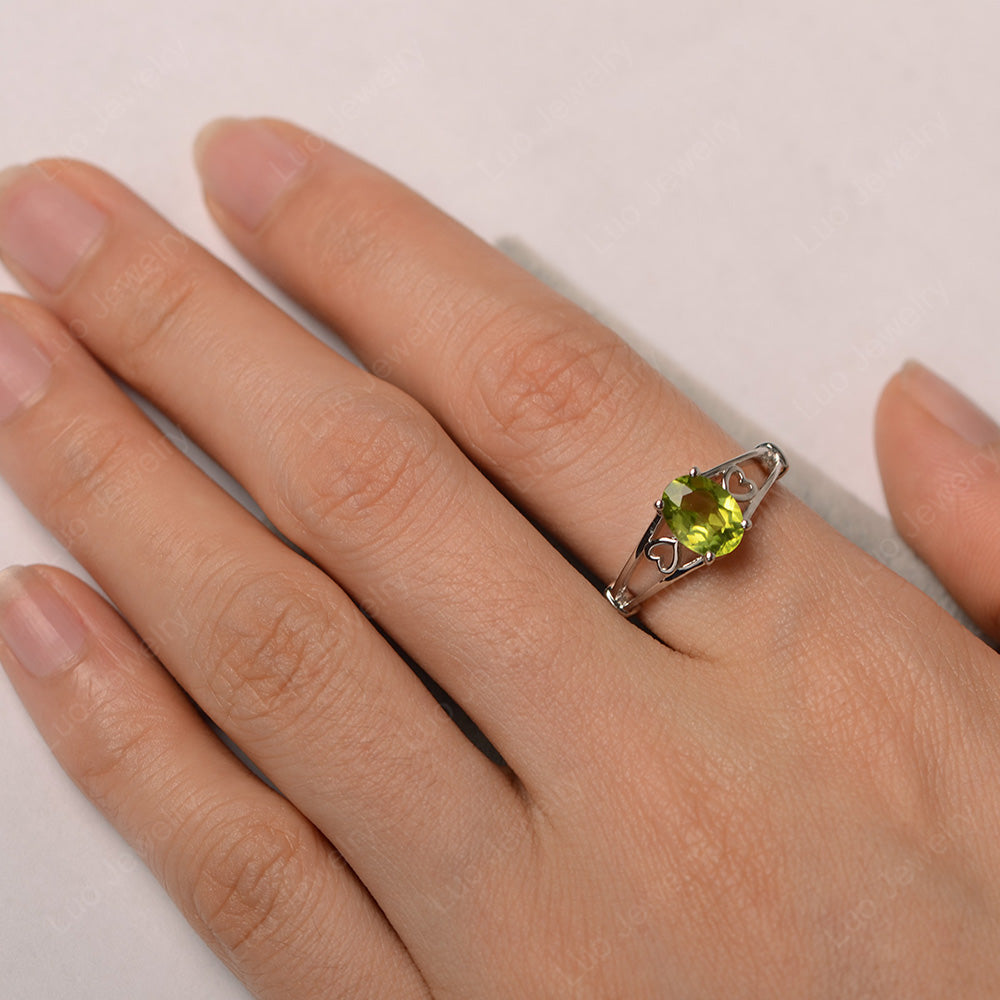 Peridot Oval Cut Solitaire Engagement Ring - LUO Jewelry