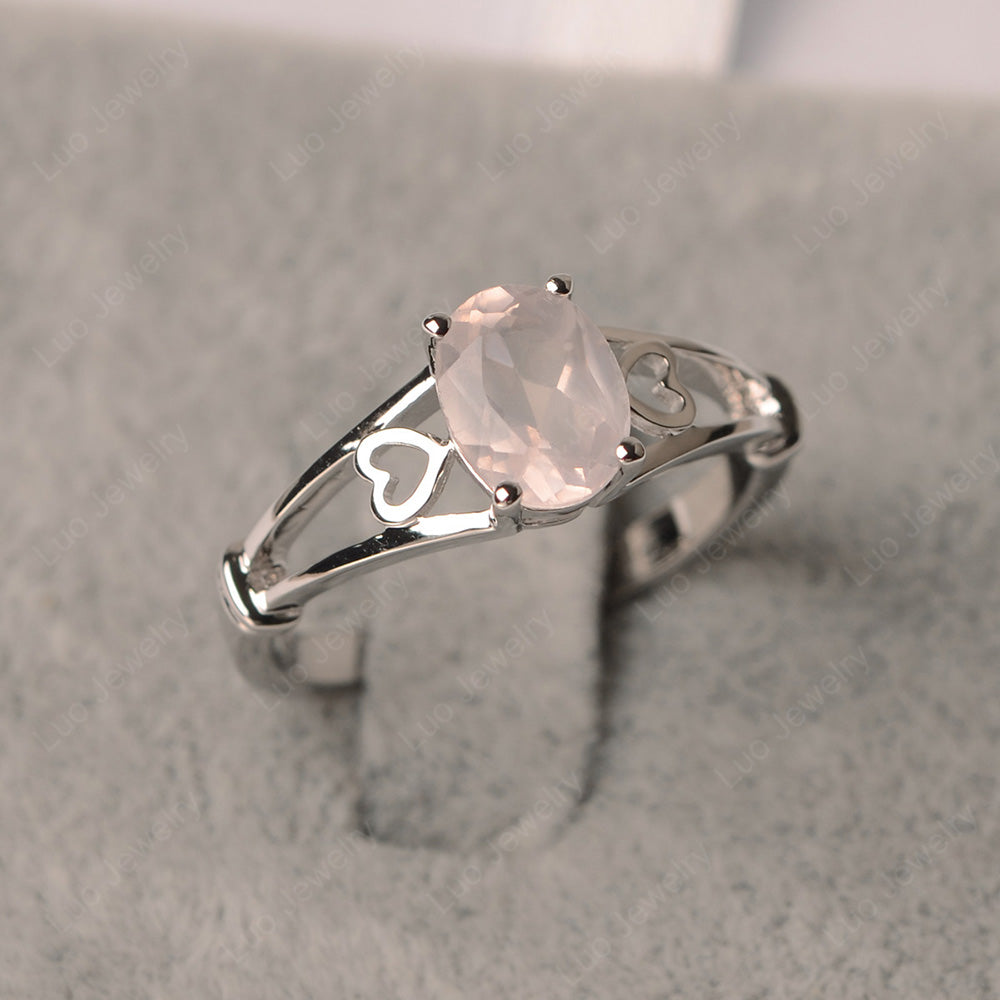 Rose Quartz Oval Cut Solitaire Engagement Ring - LUO Jewelry