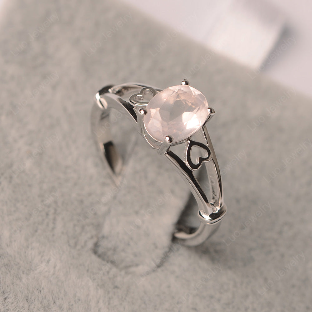 Rose Quartz Oval Cut Solitaire Engagement Ring - LUO Jewelry