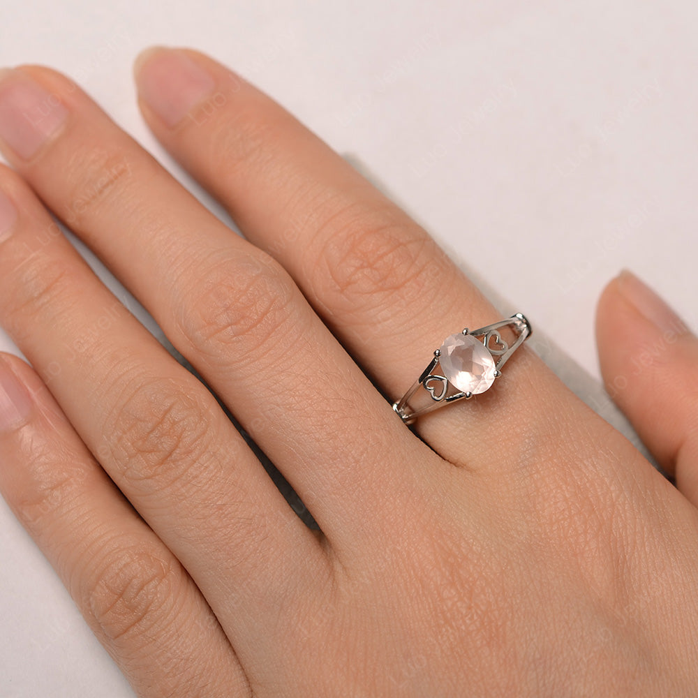 Rose Quartz Oval Cut Solitaire Engagement Ring - LUO Jewelry