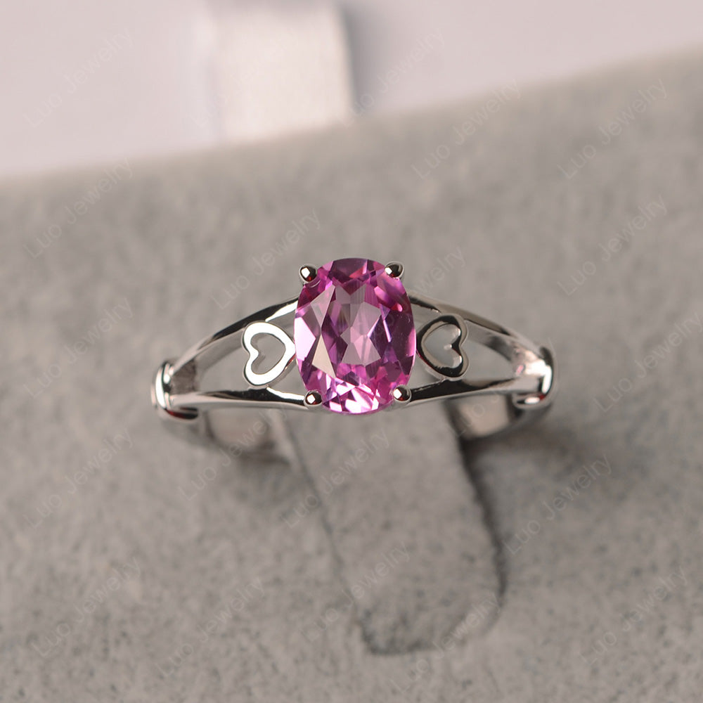 Pink Sapphire Oval Cut Solitaire Engagement Ring - LUO Jewelry
