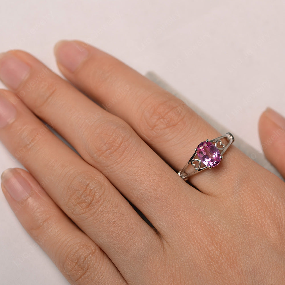 Pink Sapphire Oval Cut Solitaire Engagement Ring - LUO Jewelry