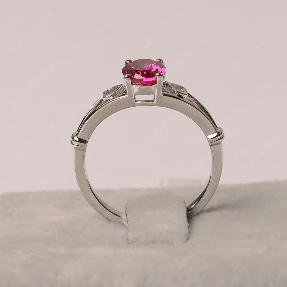 Ruby Oval Cut Solitaire Engagement Ring - LUO Jewelry