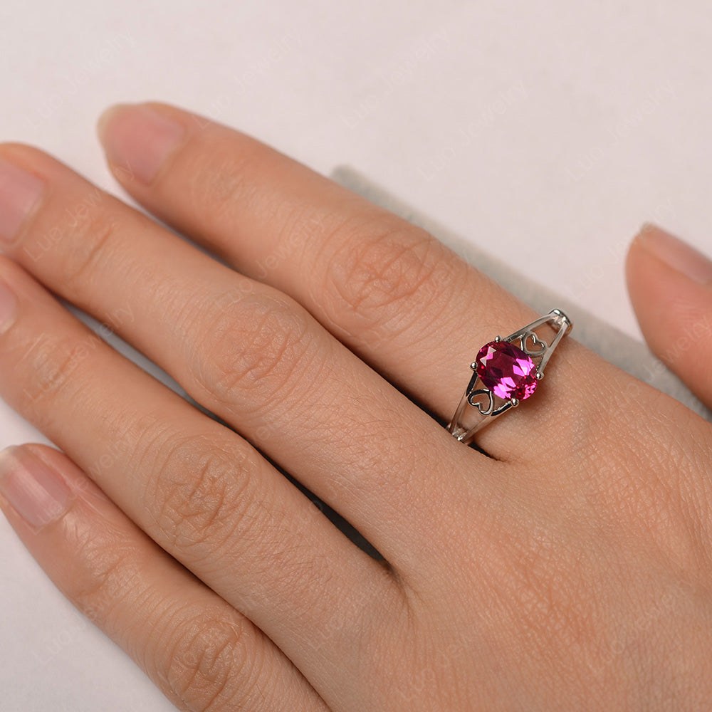 Ruby Oval Cut Solitaire Engagement Ring - LUO Jewelry