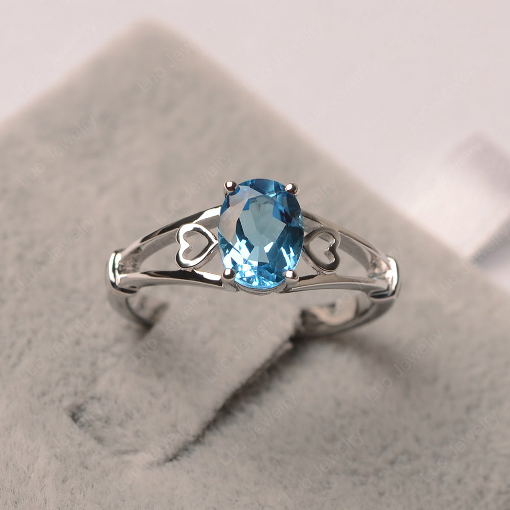 Swiss Blue Topaz Oval Cut Solitaire Engagement Ring - LUO Jewelry