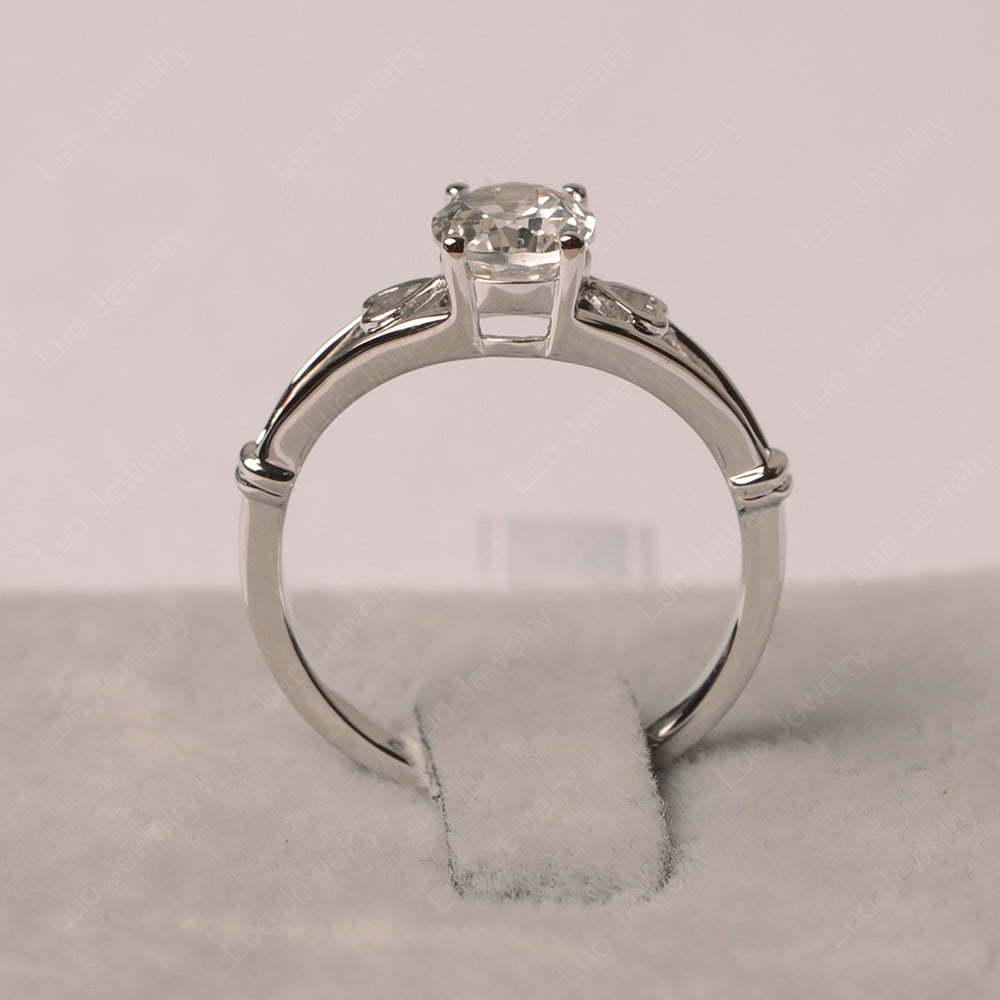White Topaz Oval Cut Solitaire Engagement Ring - LUO Jewelry