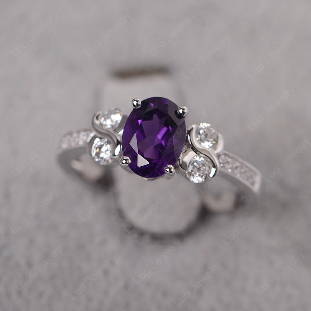 Oval Cut Amethyst Infinity Stone Ring - LUO Jewelry
