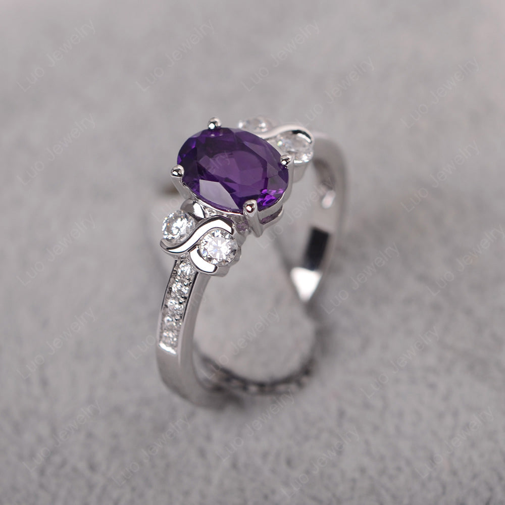 Oval Cut Amethyst Infinity Stone Ring - LUO Jewelry