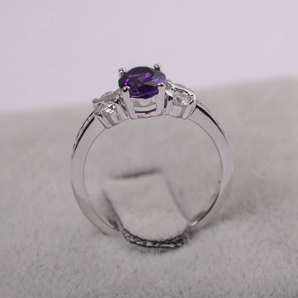 Oval Cut Amethyst Infinity Stone Ring - LUO Jewelry