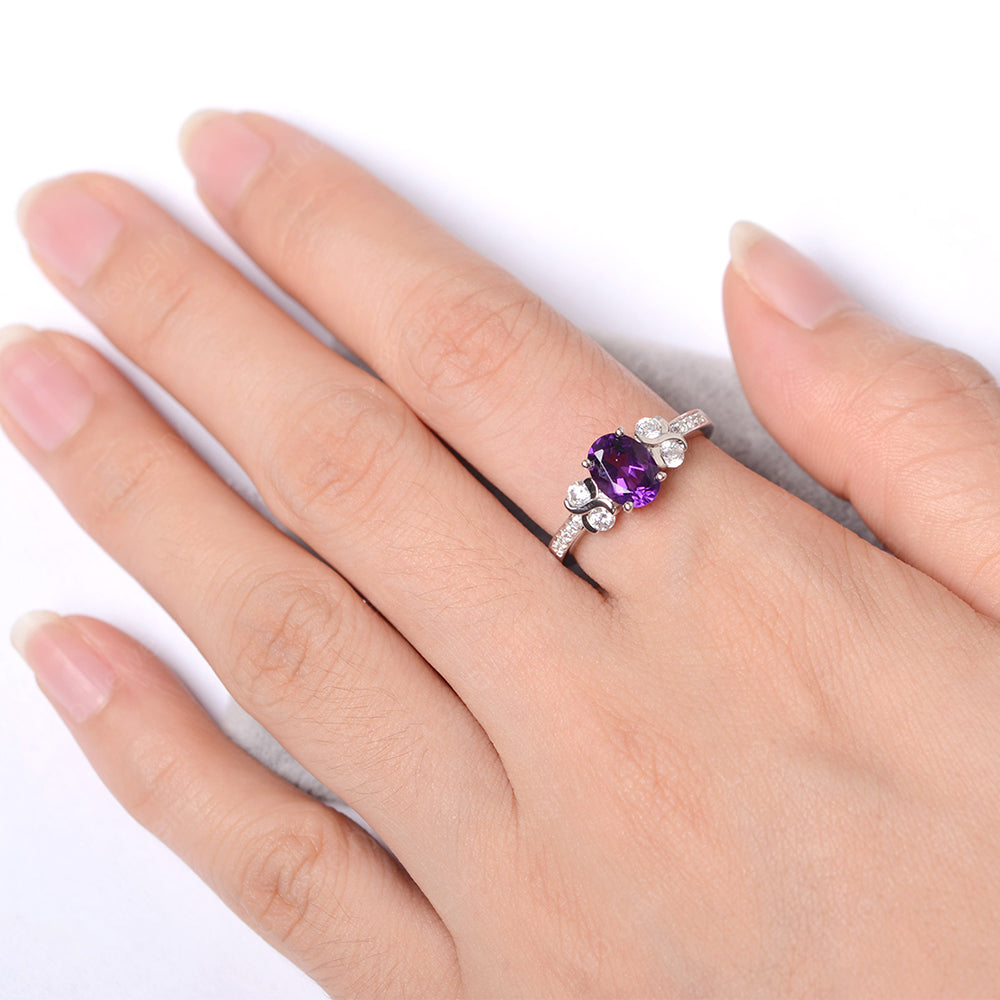 Oval Cut Amethyst Infinity Stone Ring - LUO Jewelry