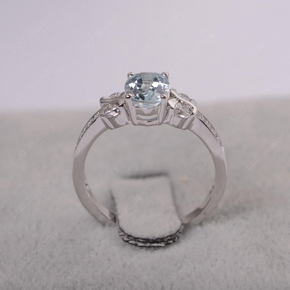 Oval Cut Aquamarine Infinity Stone Ring - LUO Jewelry