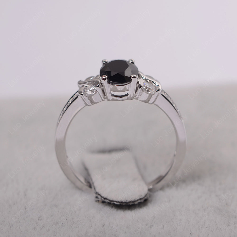 Oval Cut Black Stone Infinity Stone Ring - LUO Jewelry
