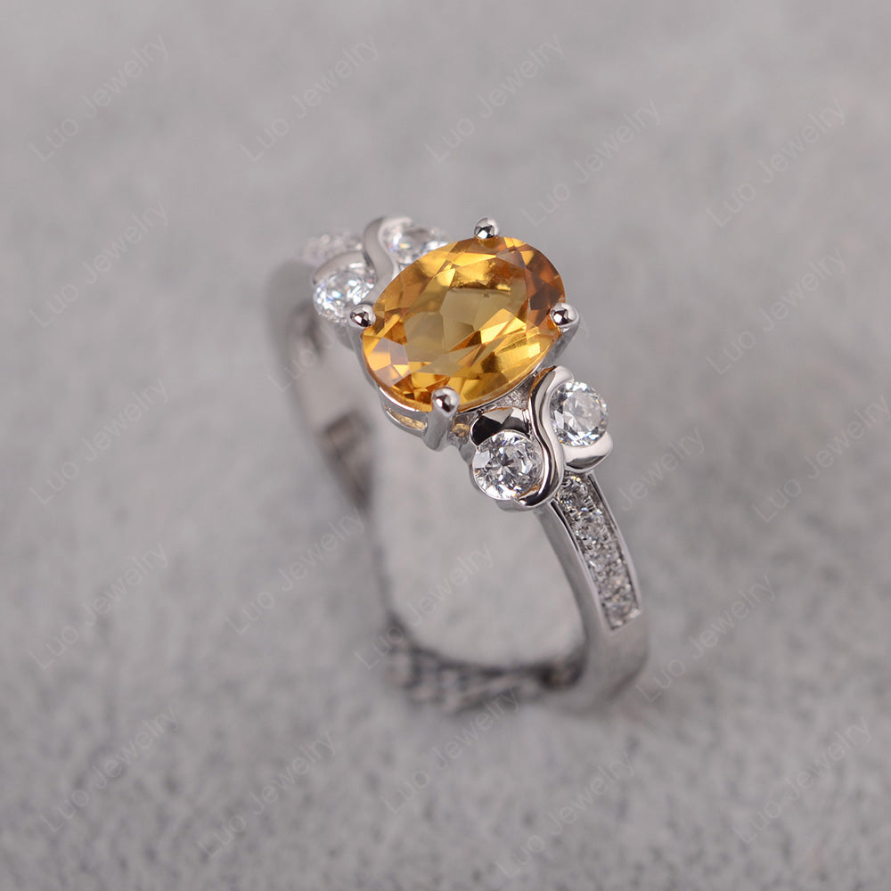 Oval Cut Citrine Infinity Stone Ring - LUO Jewelry