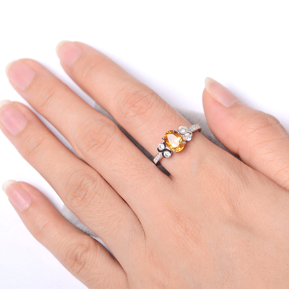 Oval Cut Citrine Infinity Stone Ring - LUO Jewelry