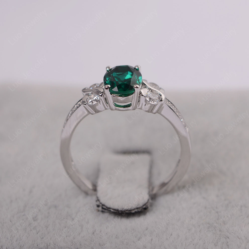 Oval Cut Lab Emerald Infinity Stone Ring - LUO Jewelry