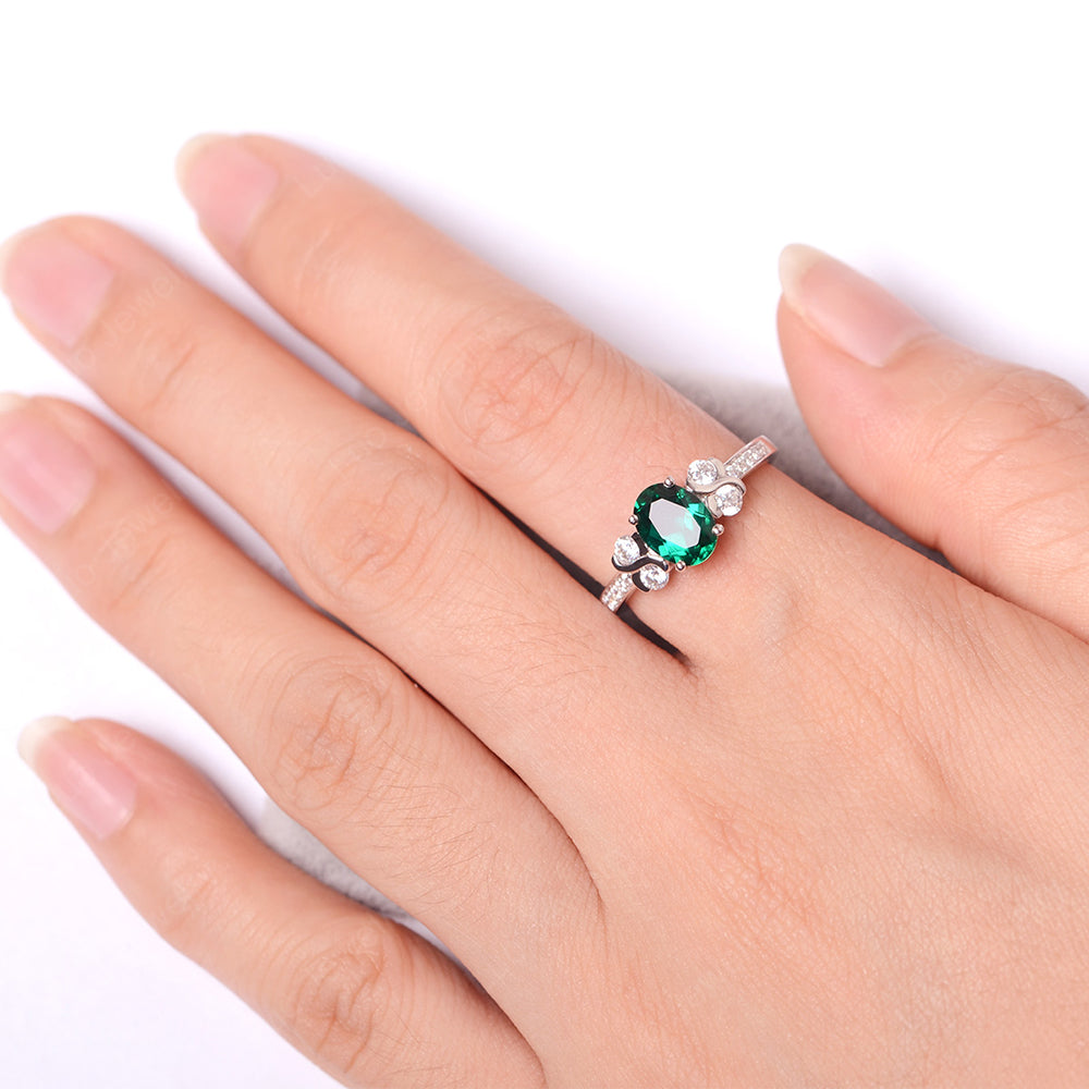 Oval Cut Lab Emerald Infinity Stone Ring - LUO Jewelry