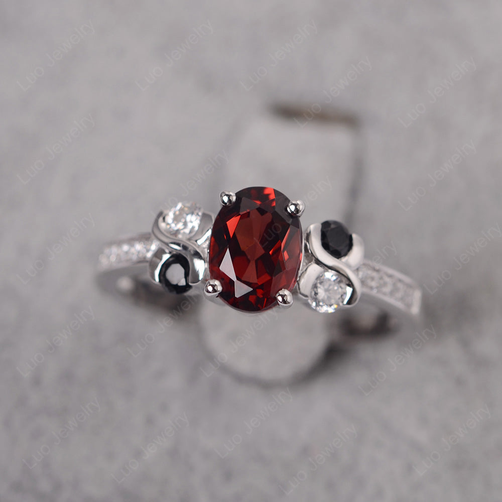 Oval Cut Garnet Infinity Stone Ring - LUO Jewelry