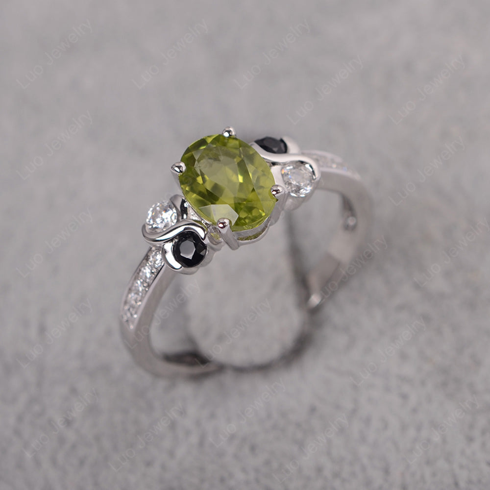 Oval Cut Peridot Infinity Stone Ring - LUO Jewelry