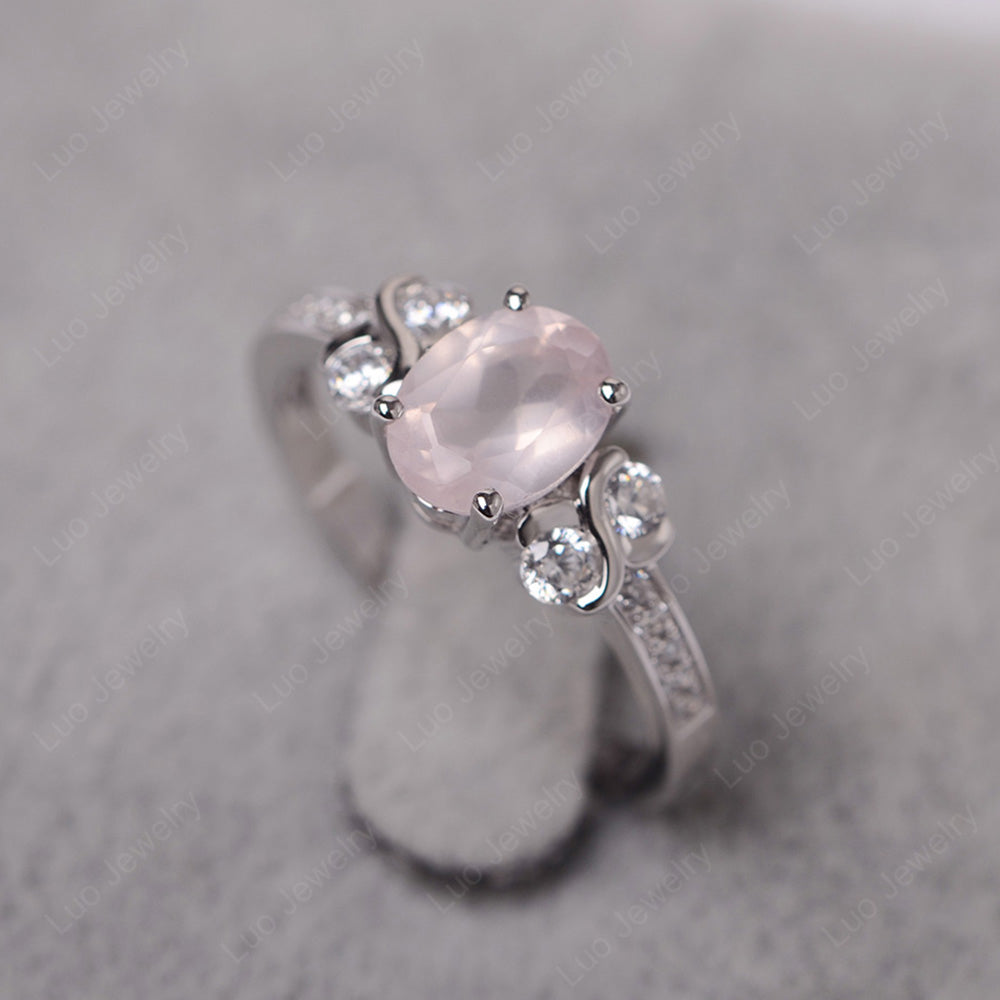 Oval Cut Rose Quartz Infinity Stone Ring - LUO Jewelry